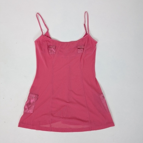 Pink Sheer Mesh Mini Slip Dress La Senza Square Neckline Straps Tank Sleeveless - Picture 9 of 11